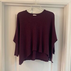 Kenar Women's Dark Burgundy Cropped Crew Neck Sweater Size Large